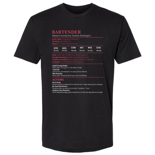Bartender Stats Premium Unisex T-Shirt - Black - 1