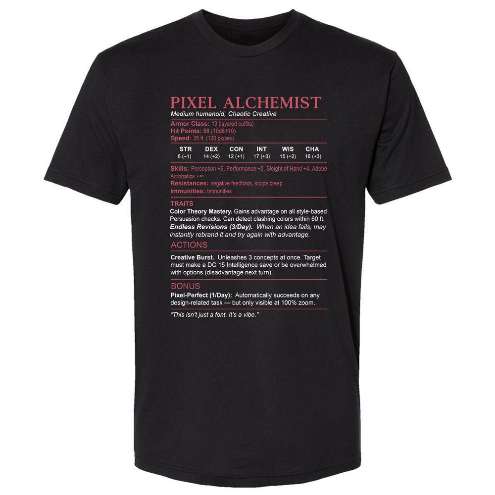 Designer Stats (Pixel Alchemist) Premium Unisex T-Shirt - Black - 1