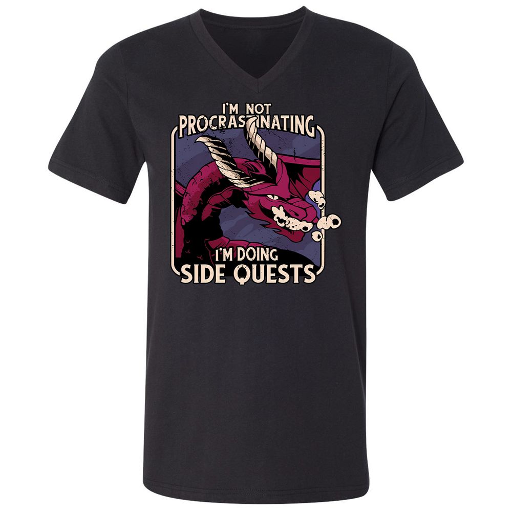 Doing Side Quests Unisex V-Neck T-Shirt - Black - 1