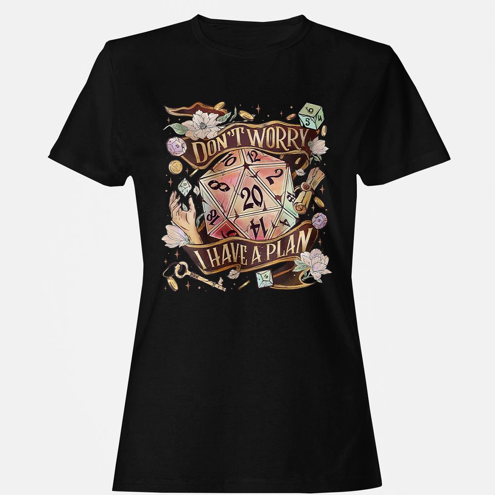 Floral Don't Worry I Have A Plan Women's T-Shirt - Black - 1