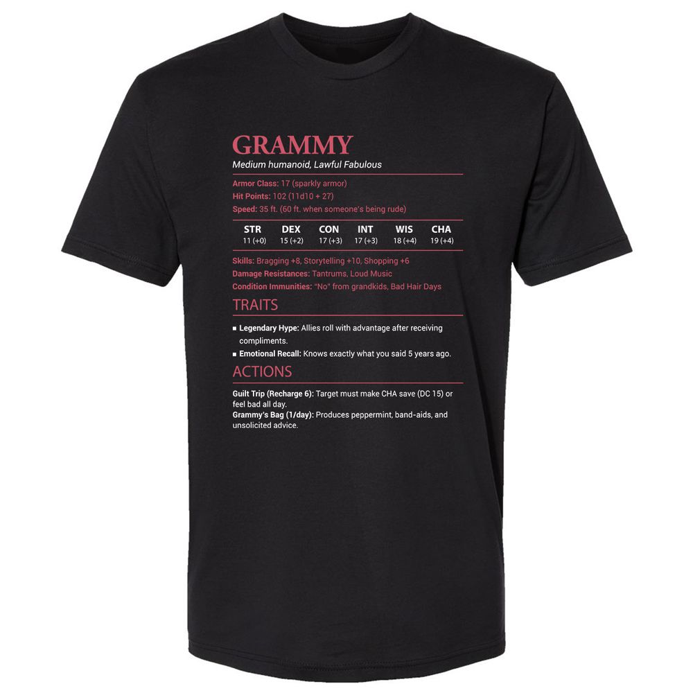 Grammy Stats Premium Unisex T-Shirt - Black - 1