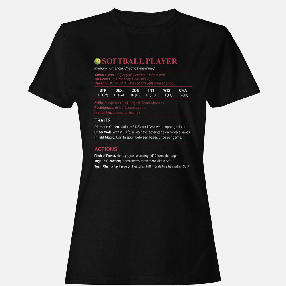 Softball Player Women's T-Shirt - Black - 1