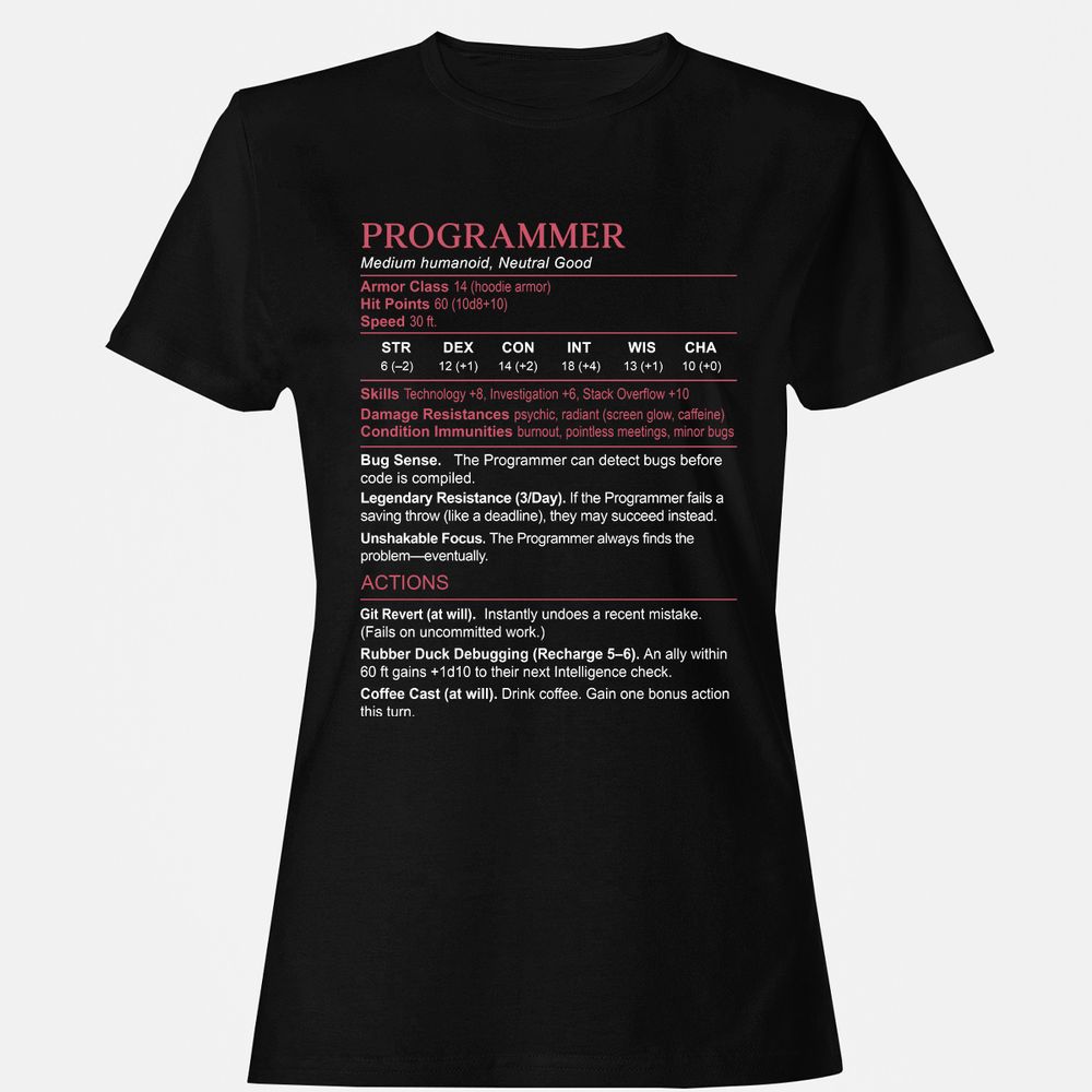 Programmer Stats Women's T-Shirt - Black - 1