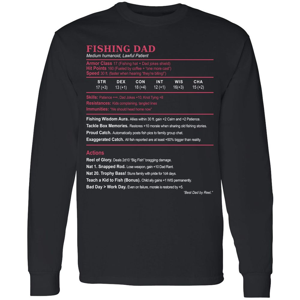 FISHING DAD Long Sleeve T-Shirt - Black - 1