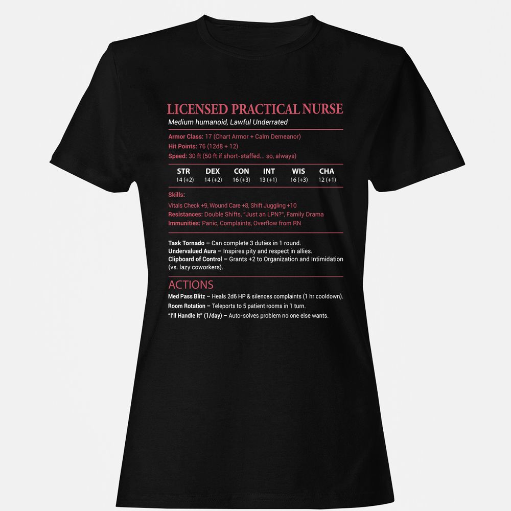 Licensed Practical Nurse LPN Women's T-Shirt - Black - 1