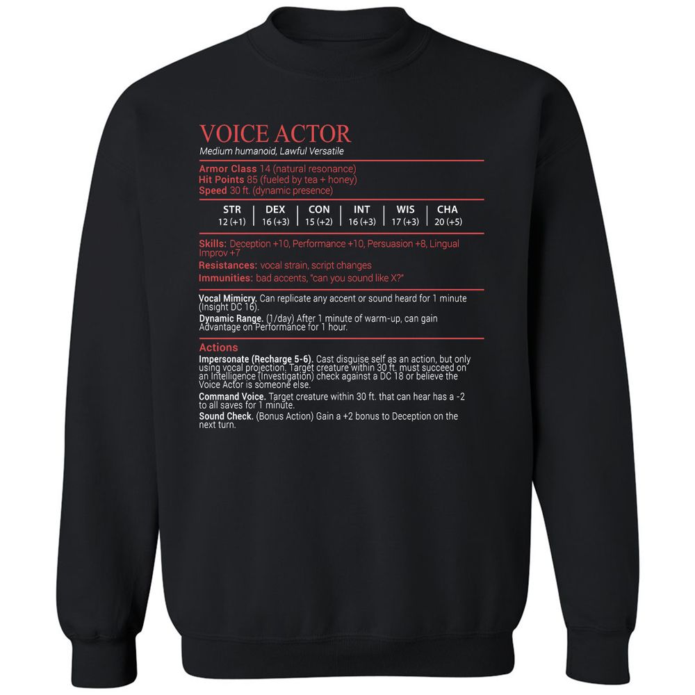 Voice Actor Stats Block - Black - 1