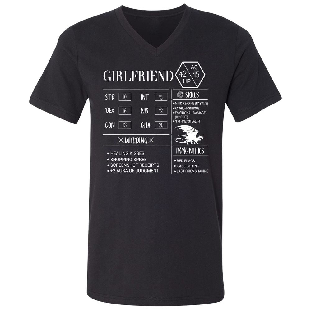 Girlfriend Stats Unisex V-Neck T-Shirt - Black - 1