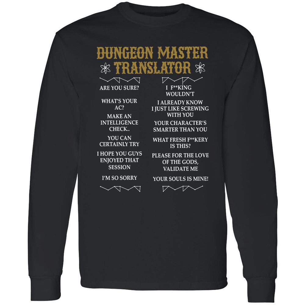 Dungeon Master Translator Long Sleeve T-Shirt - Black - 1