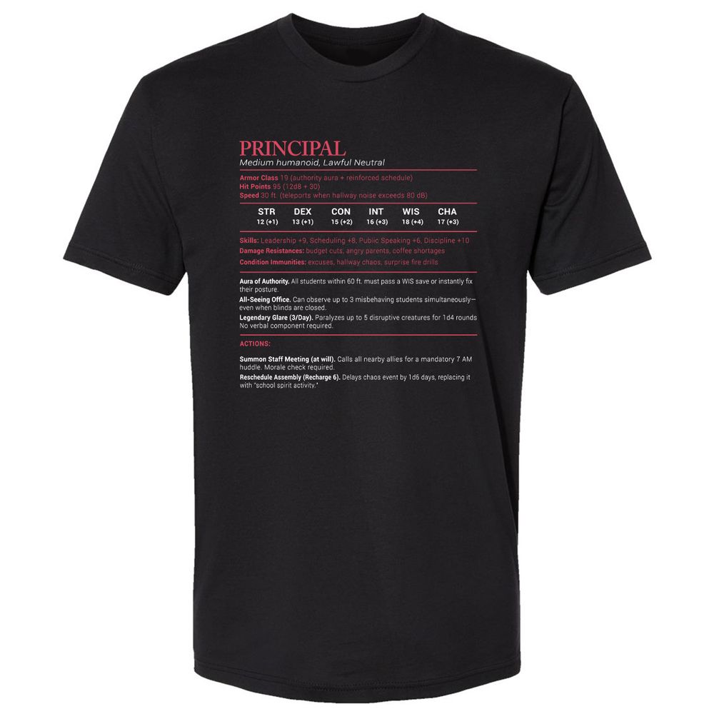 Principal Stats Premium Unisex T-Shirt - Black - 1