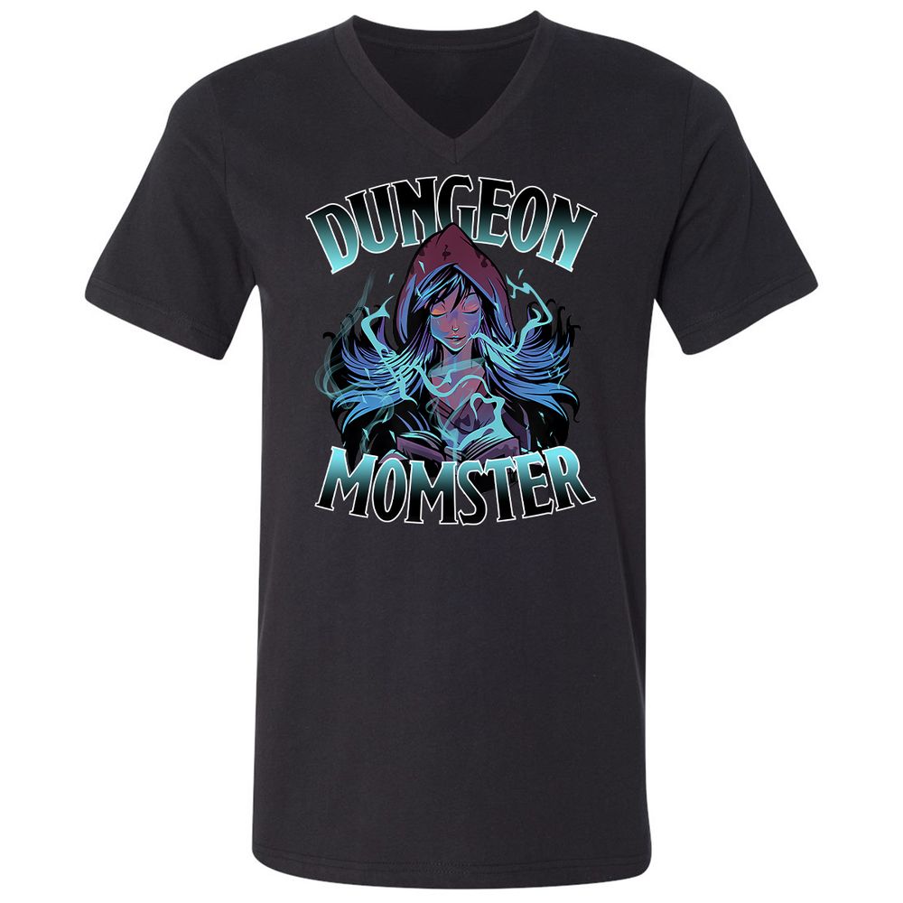 Dungeon Momster Unisex V-Neck T-Shirt - Black - 1