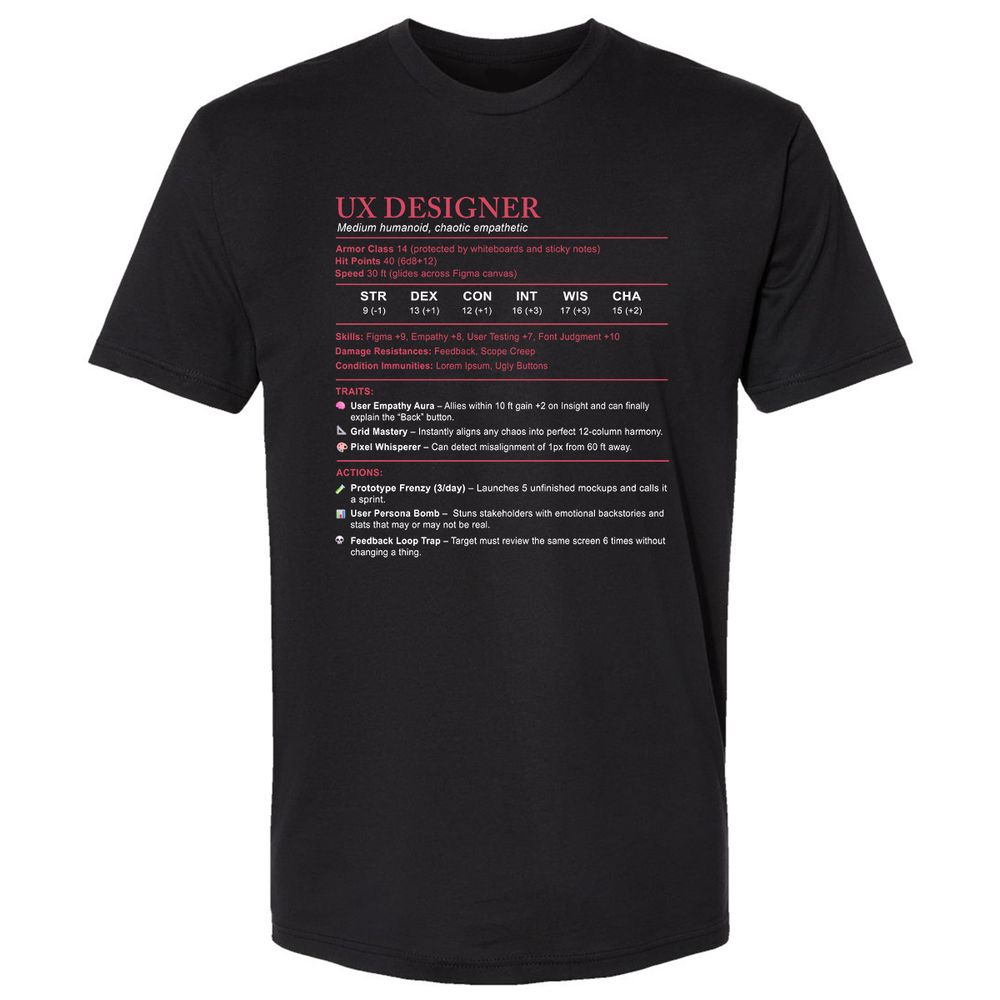 UX Designer Stats Premium Unisex T-Shirt - Black - 1