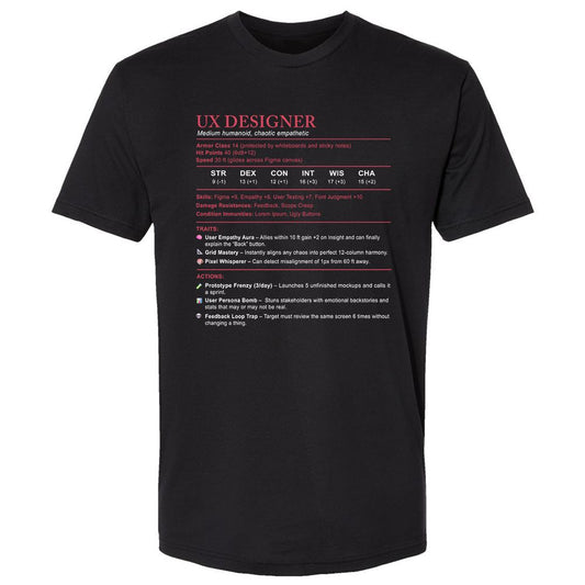 UX Designer Stats Premium Unisex T-Shirt - Black - 1