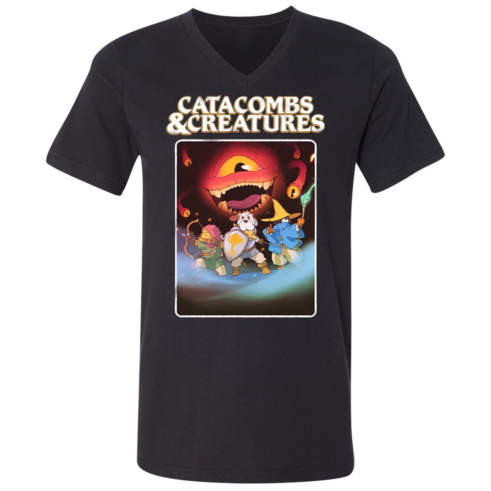 Catacombs & Creatures Unisex V-Neck T-Shirt - Black - 1