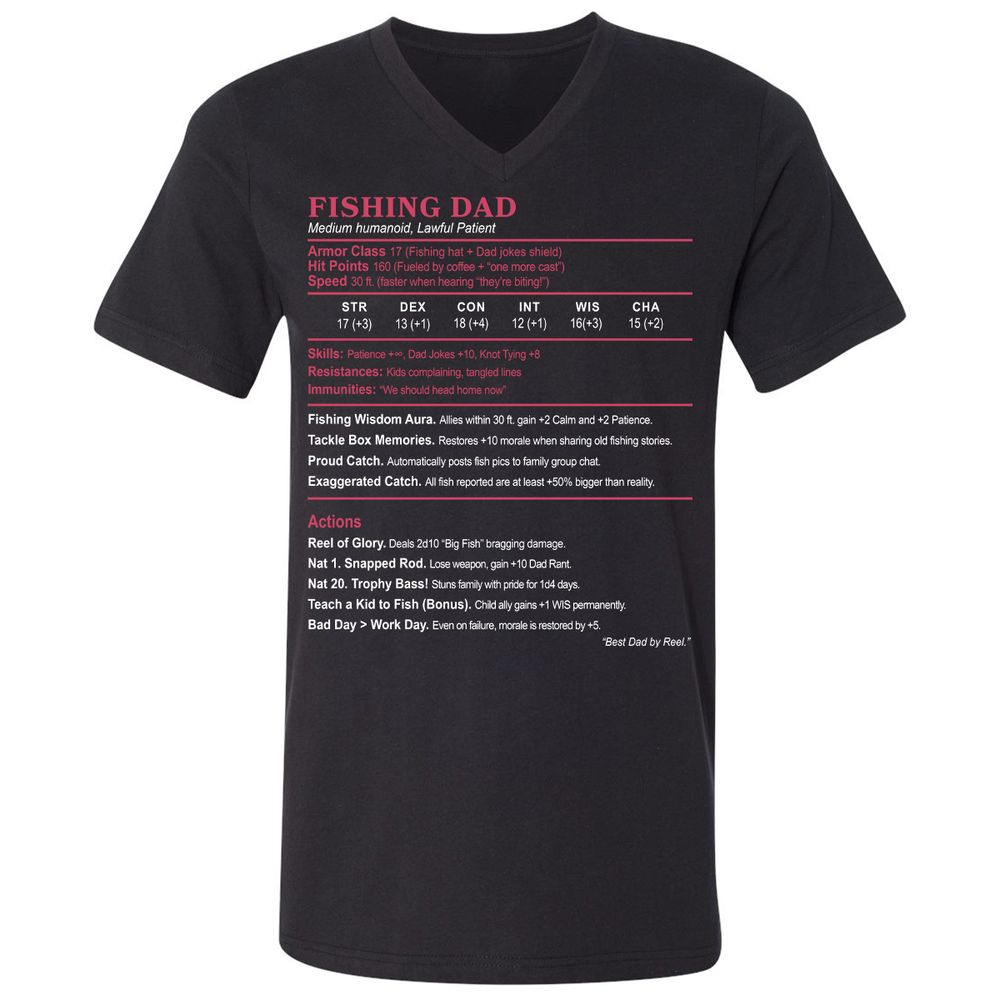 FISHING DAD Unisex V-Neck T-Shirt - Black - 1
