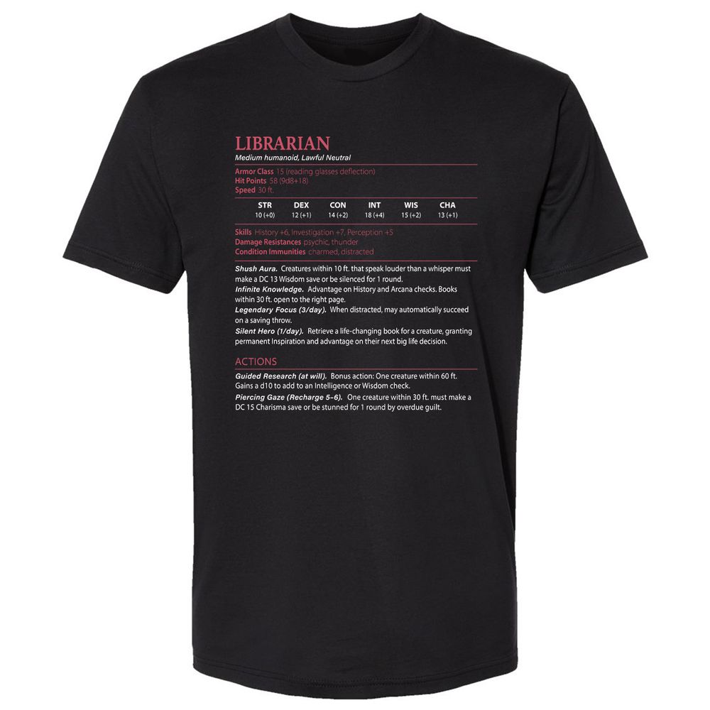 Librarian Stats Premium Unisex T-Shirt - Black - 1