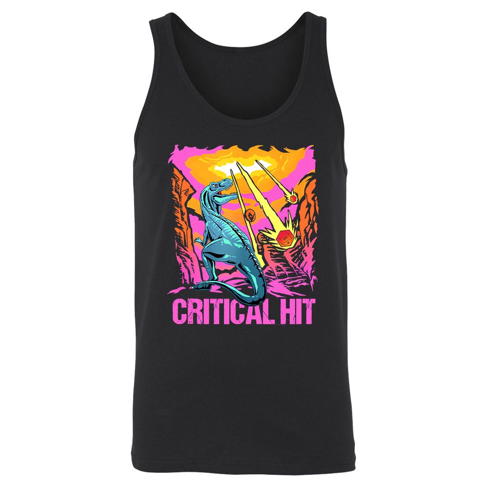 Dinosaur Critical Hit Unisex Jersey Tank - Black - 1