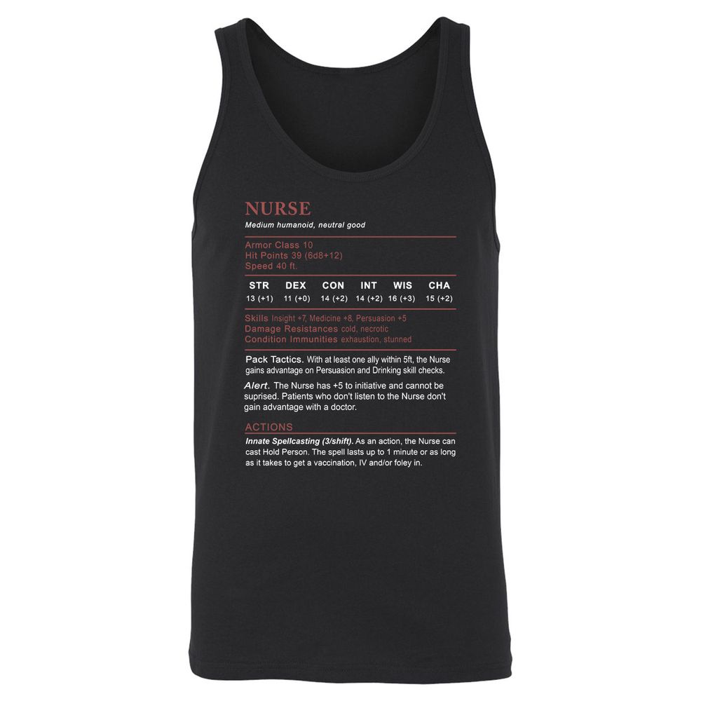 Nurse Stats 2 Unisex Jersey Tank - Black - 1