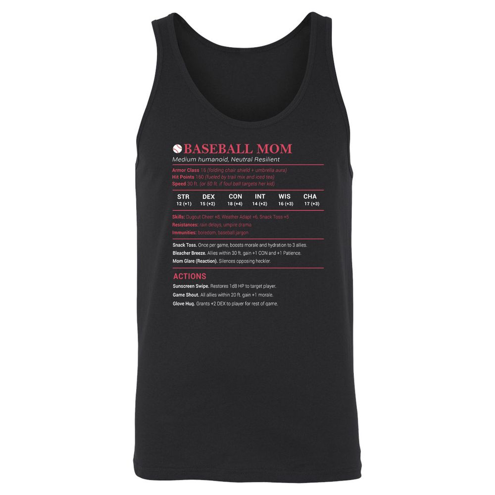 Baseball Mom Unisex Jersey Tank - Black - 1