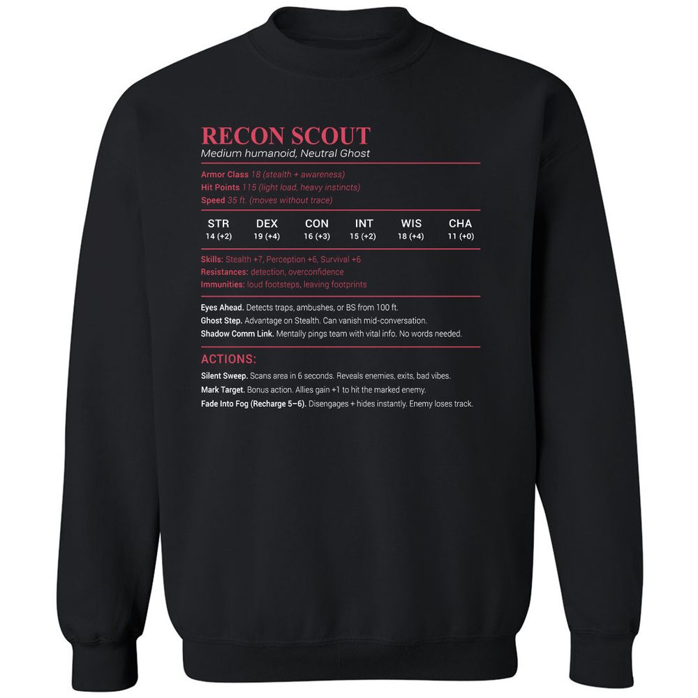 Recon Scout Classic Unisex Sweatshirt - Black - 1