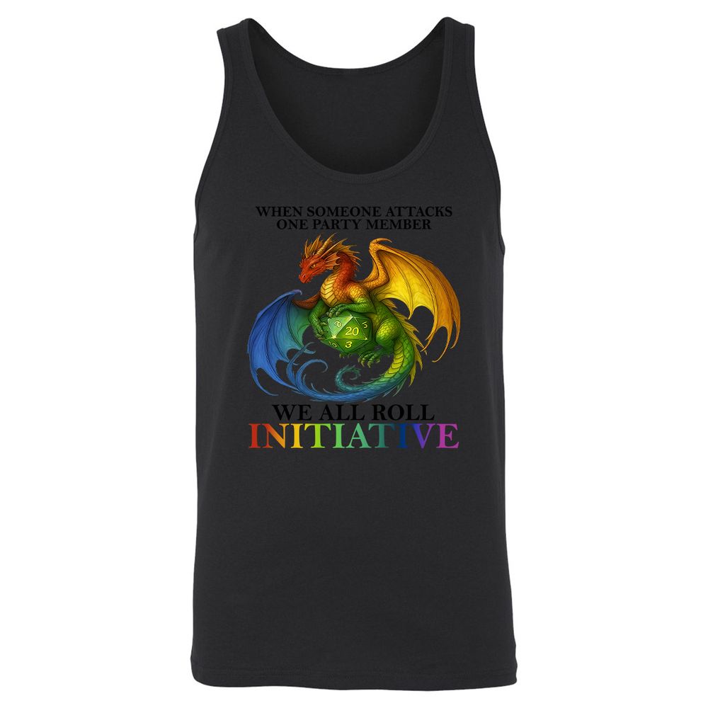 Dragon We All Roll For Initiative Unisex Jersey Tank - Black - 1