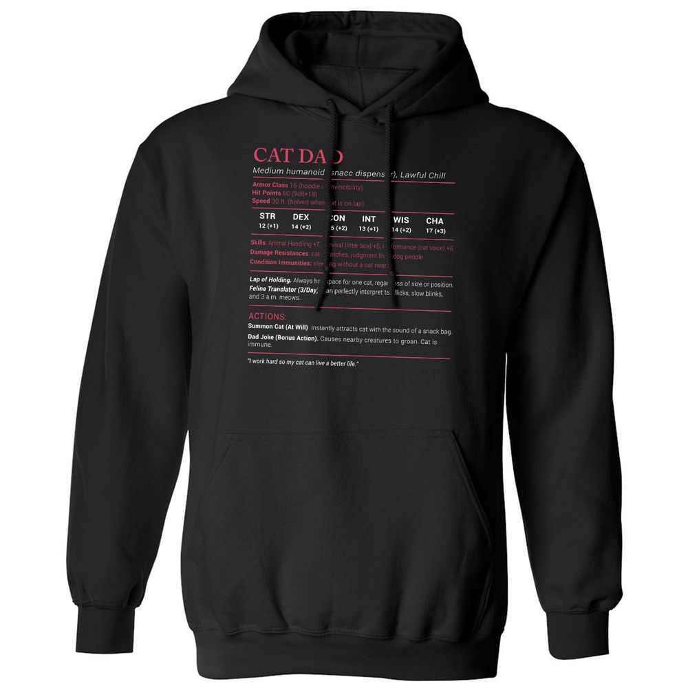 Cat Dad Stats Classic Unisex Hoodie - Black - 1