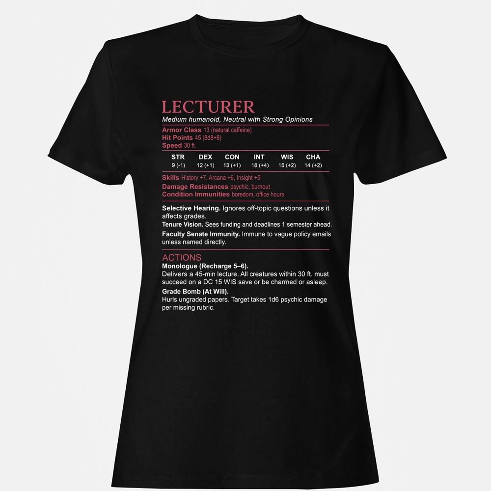 Lecturer Stats Women's T-Shirt - Black - 1