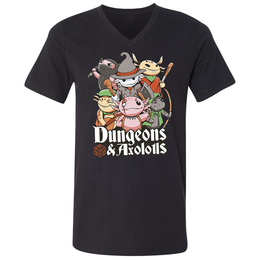 Dungeons And Axolotls Unisex V-Neck T-Shirt - Black - 1