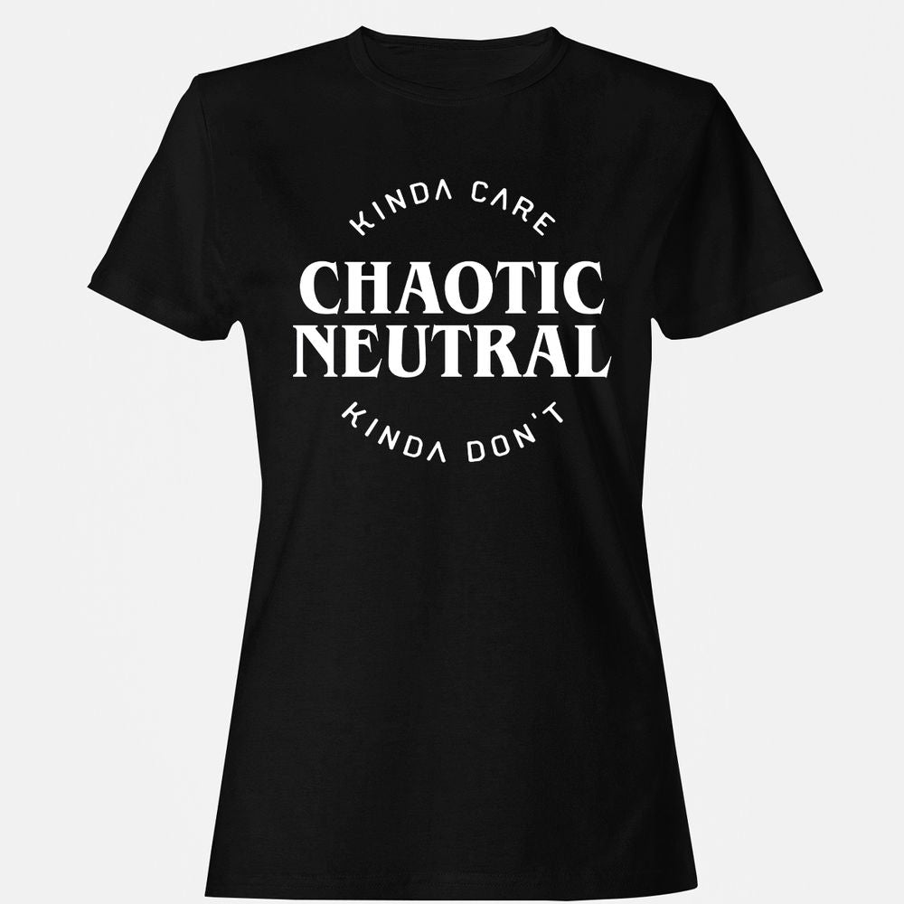 Chaotic Neutral Alignment Kinda Care Kinda Don't Women's T-Shirt - Black - 1