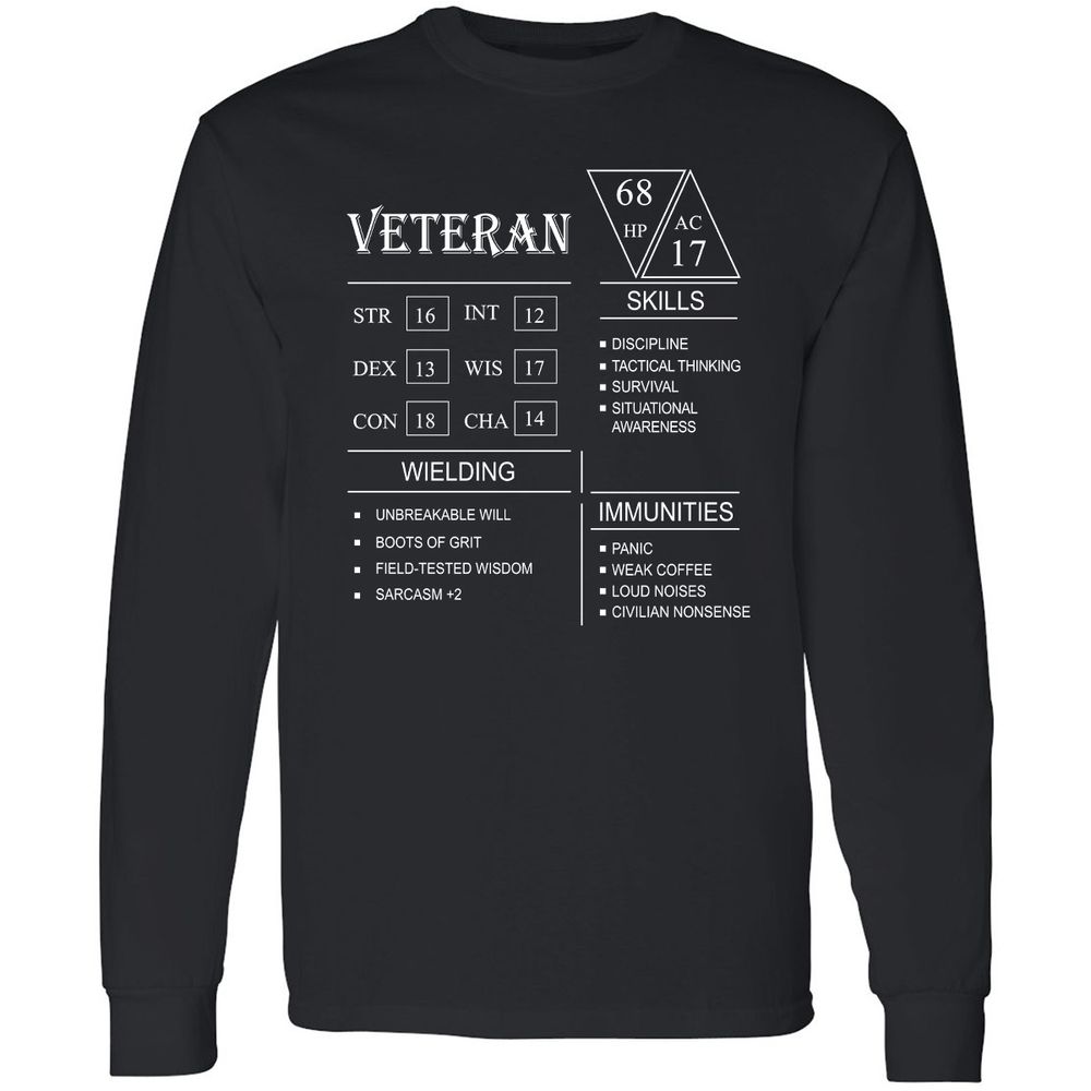 Veteran New Long Sleeve T-Shirt - Black - 1