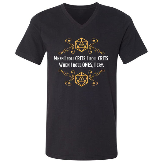 When I Roll Crits Unisex V-Neck T-Shirt - Black - 1