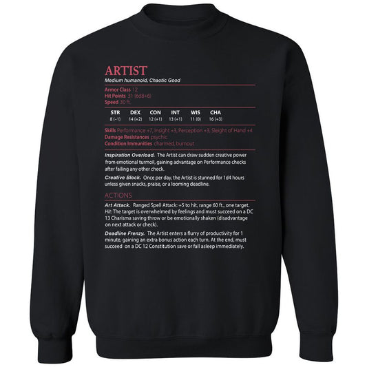 Artist Stats Classic Unisex Sweatshirt - Black - 1