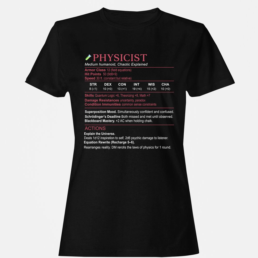 Physicist Stats Women's T-Shirt - Black - 1