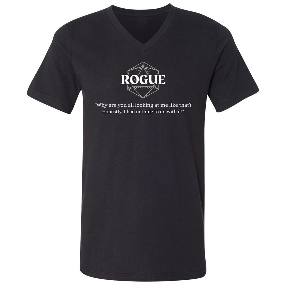 Rogue – Why Are You All Looking At Me Like That Unisex V-Neck T-Shirt - Black - 1