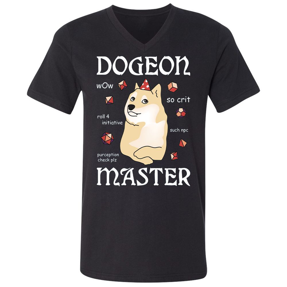 Dogeon Master Unisex V-Neck T-Shirt - Black - 1