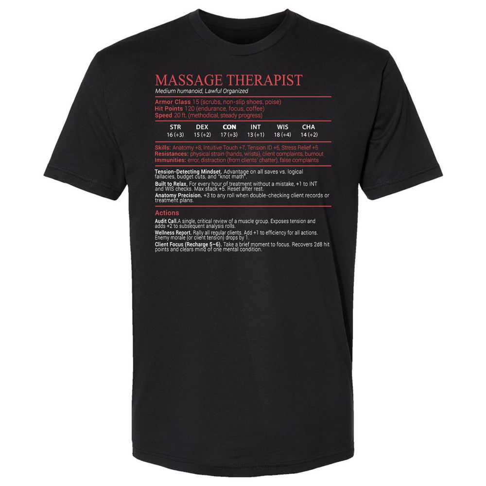 Massage Therapist Stats Block - Black - 1