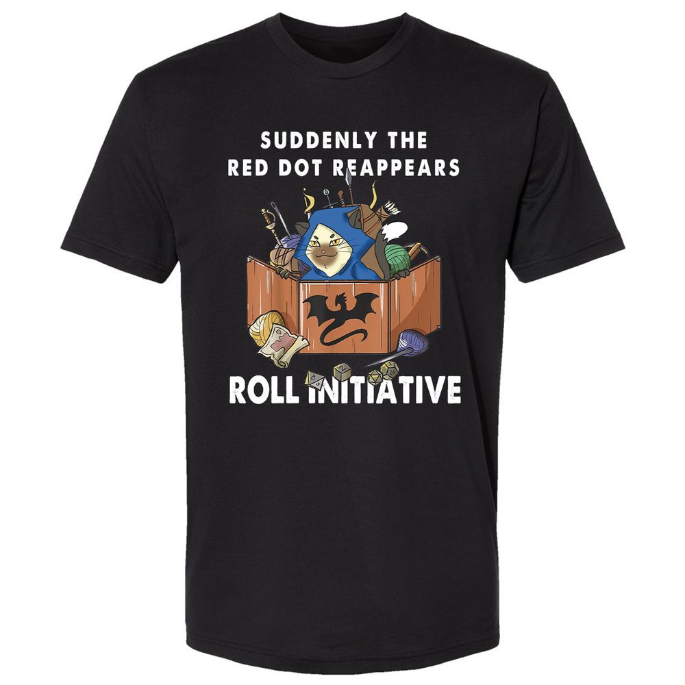 Suddenly The Red Dot Reappears Roll Initiative Premium Unisex T-Shirt - Black - 1