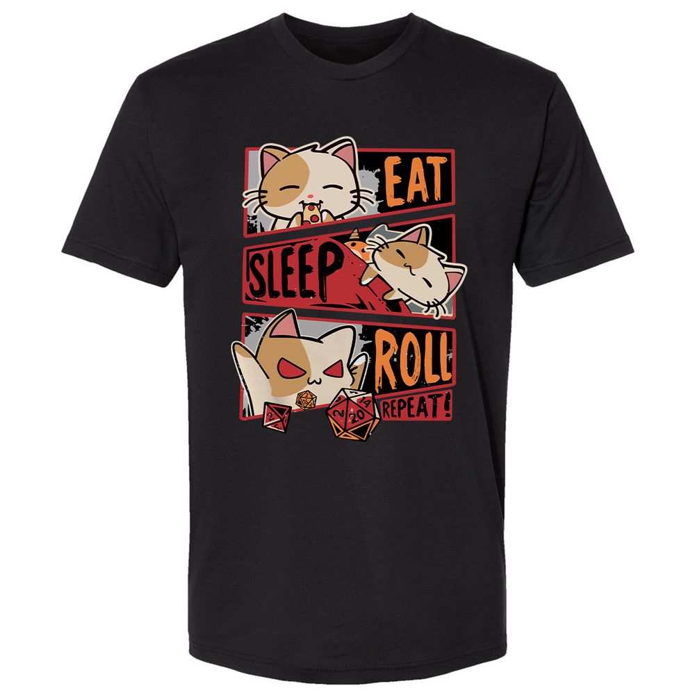 Eat Sleep Roll Repeat Premium Unisex T-Shirt - Black - 1