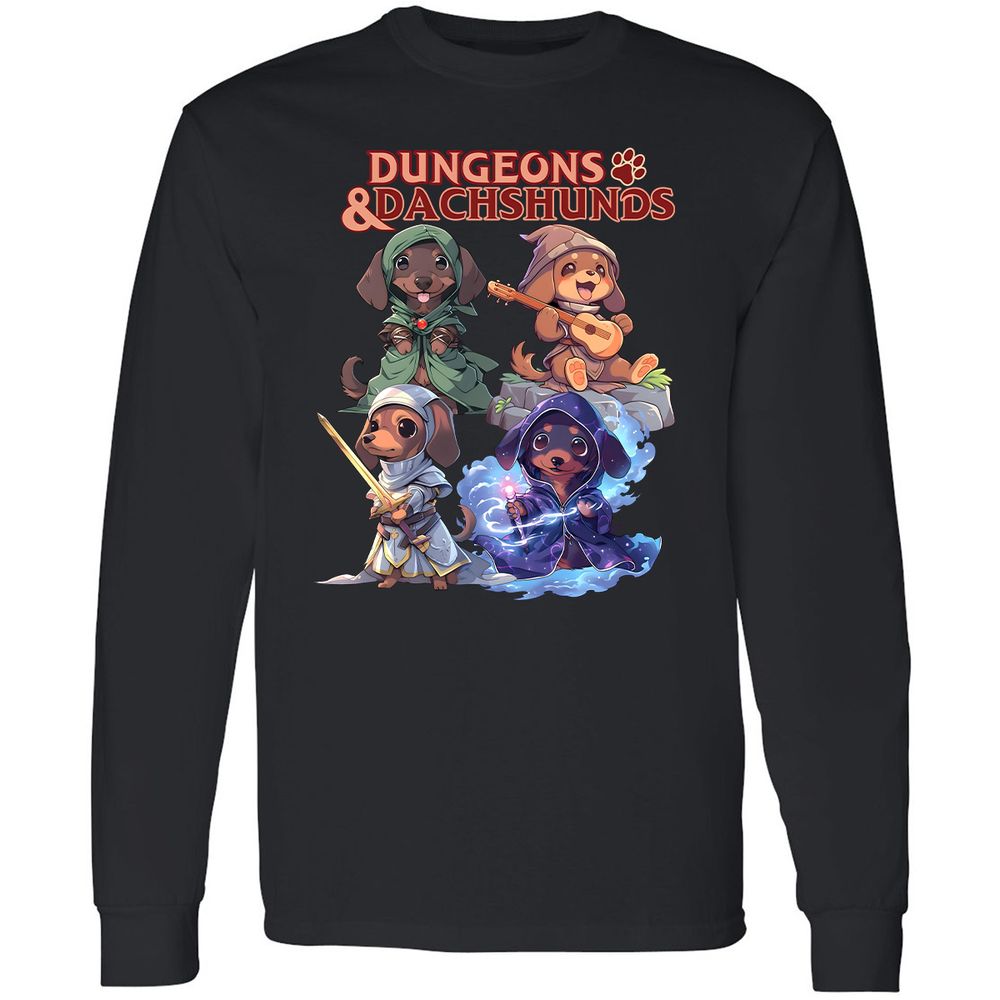 Dungeons & Dachshunds Long Sleeve T-Shirt - Black - 1