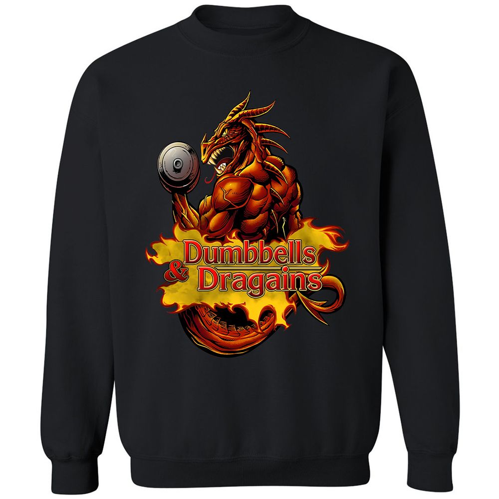 Dumbbells & Dragains Classic Unisex Sweatshirt - Black - 1