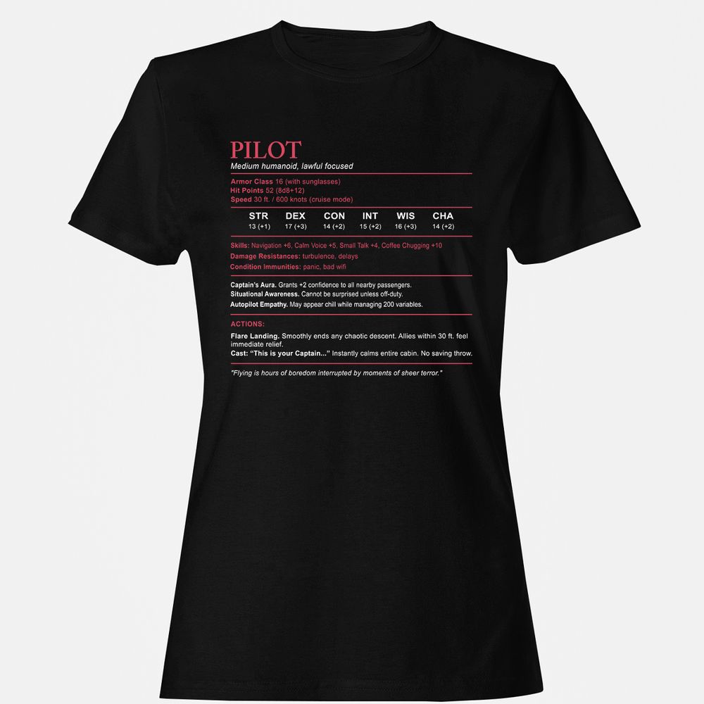 Pilot Stats Women's T-Shirt - Black - 1