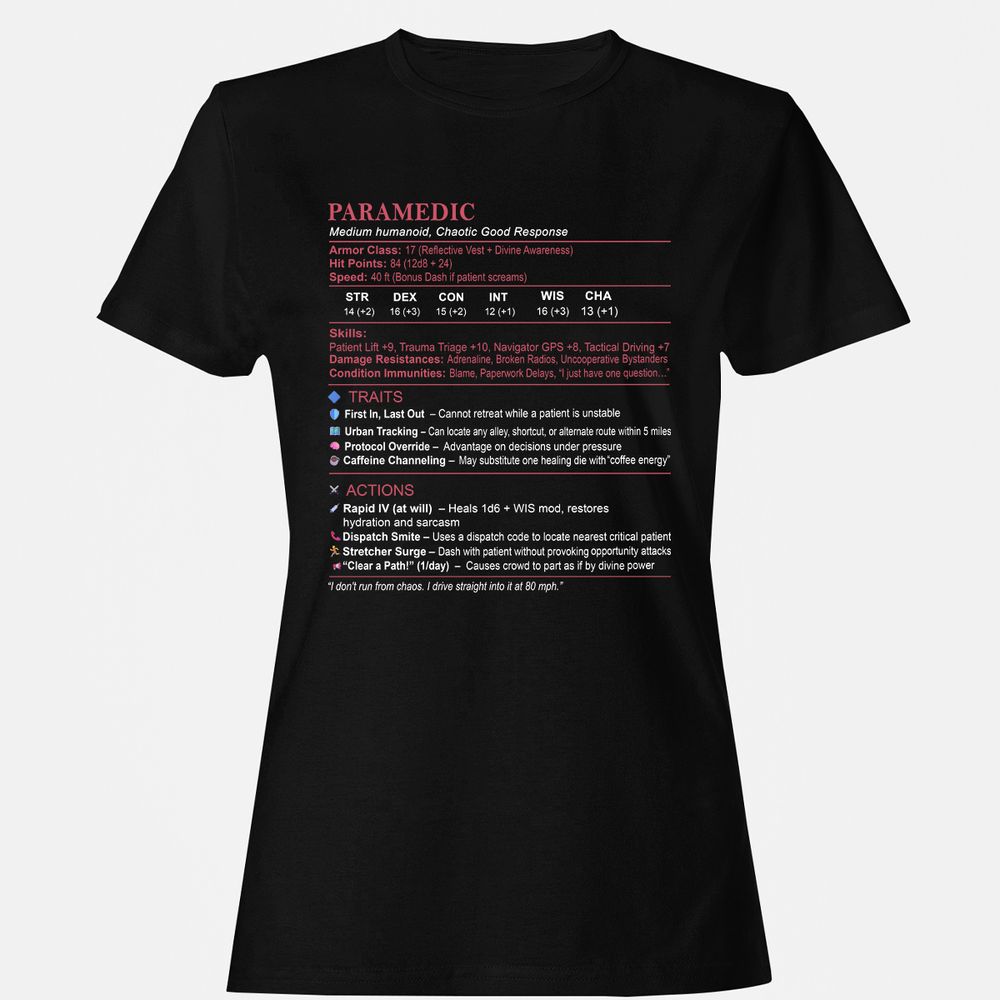 Paramedic Stats Women's T-Shirt - Black - 1