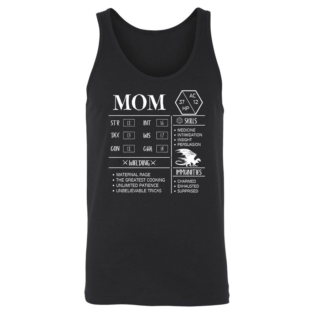 Mom Stats 2 Unisex Jersey Tank - Black - 1