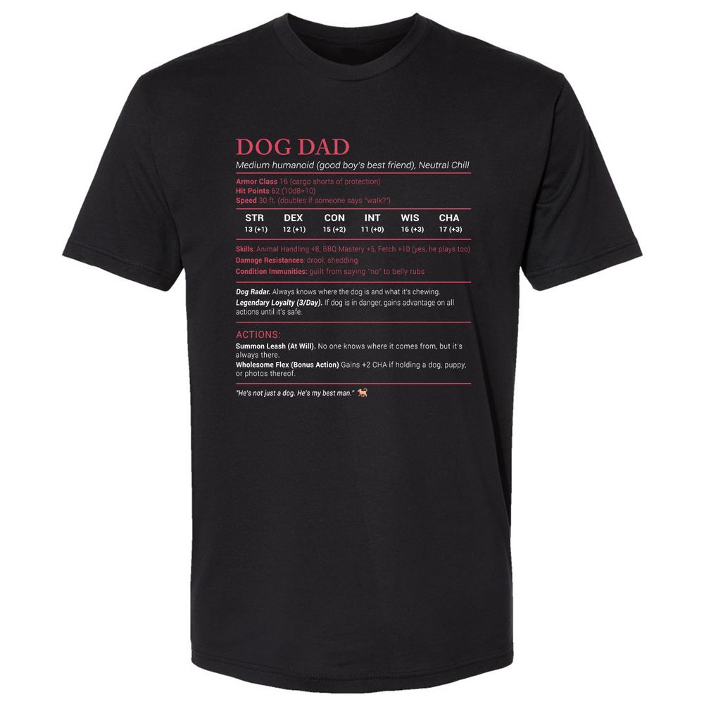 Dog Dad Stats Premium Unisex T-Shirt - Black - 1