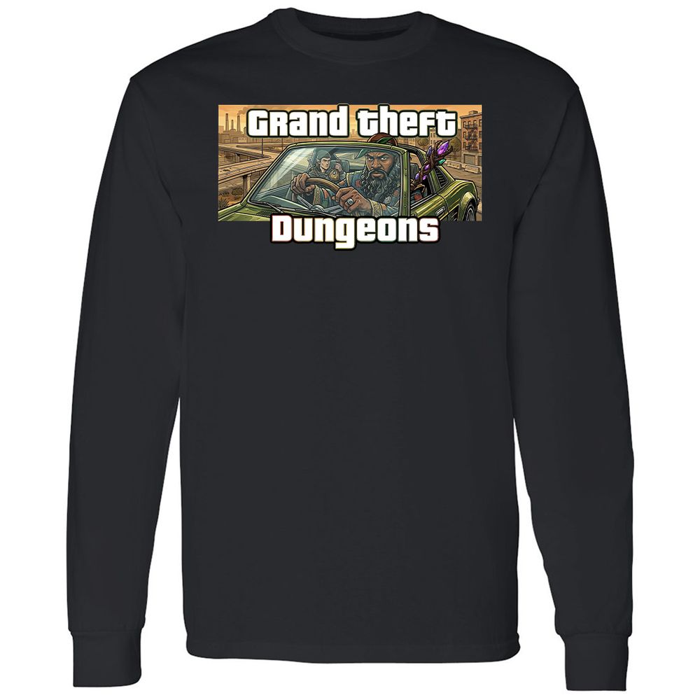 Grand Theft Dungeons Long Sleeve T-Shirt - Black - 1