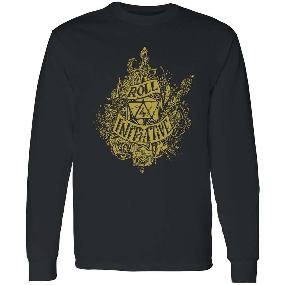 Roll Initiative Long Sleeve T-Shirt - Black - 1