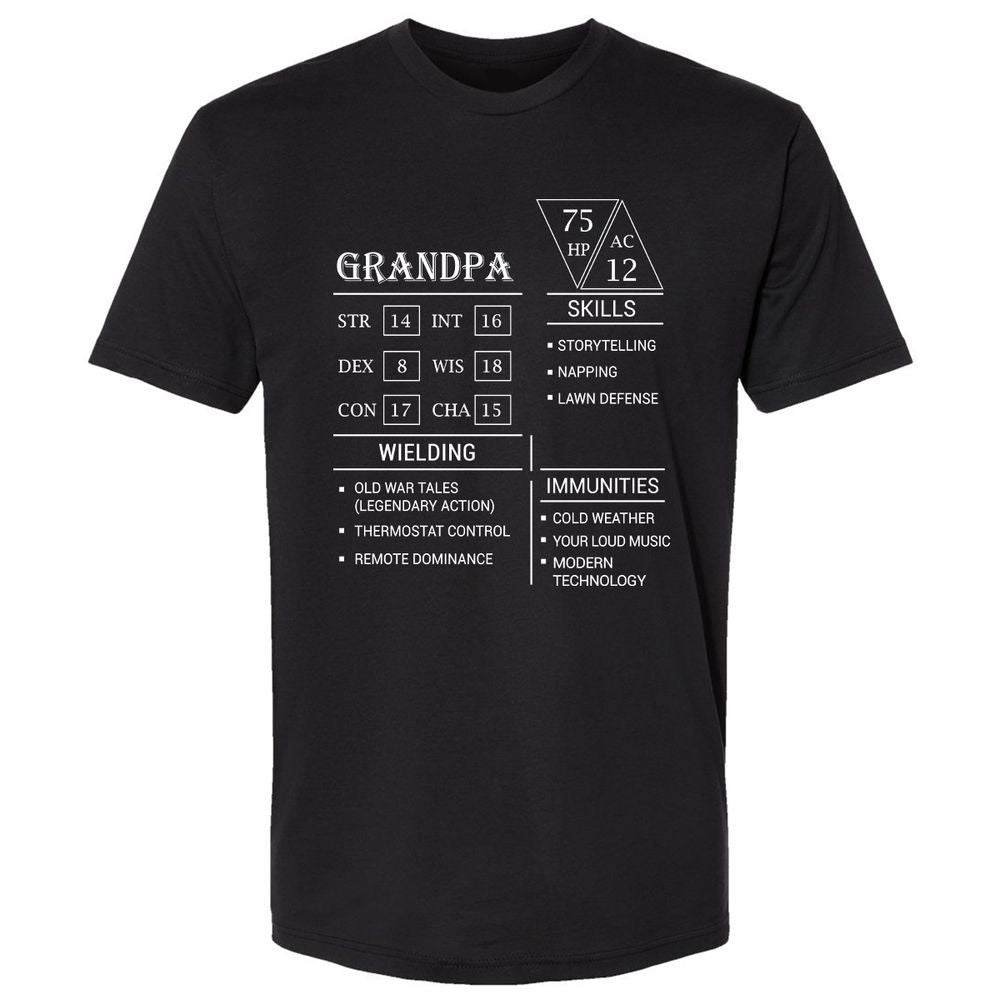 Grandpa Stats Premium Unisex T-Shirt - Black - 1