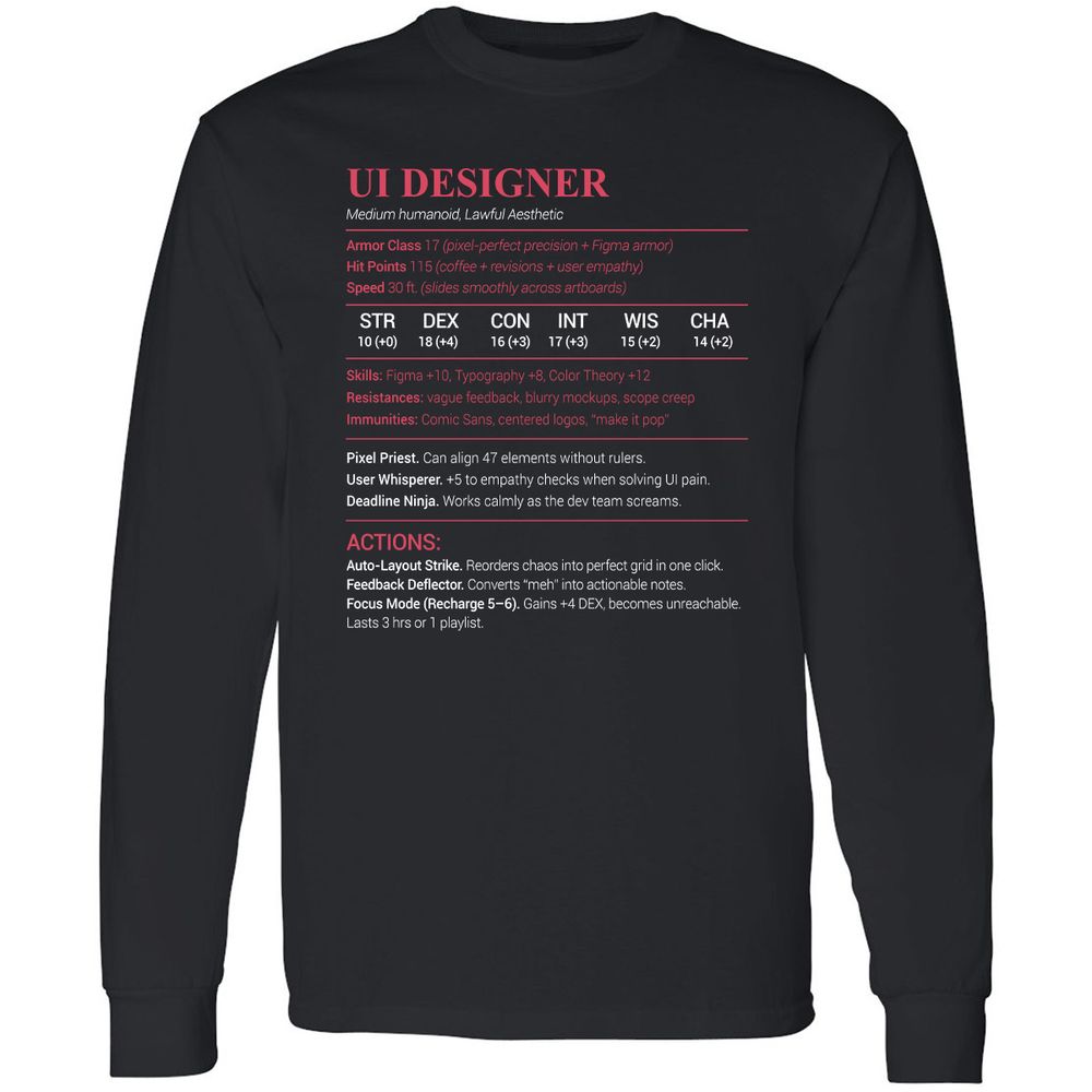 UI Designer Long Sleeve T-Shirt - Black - 1