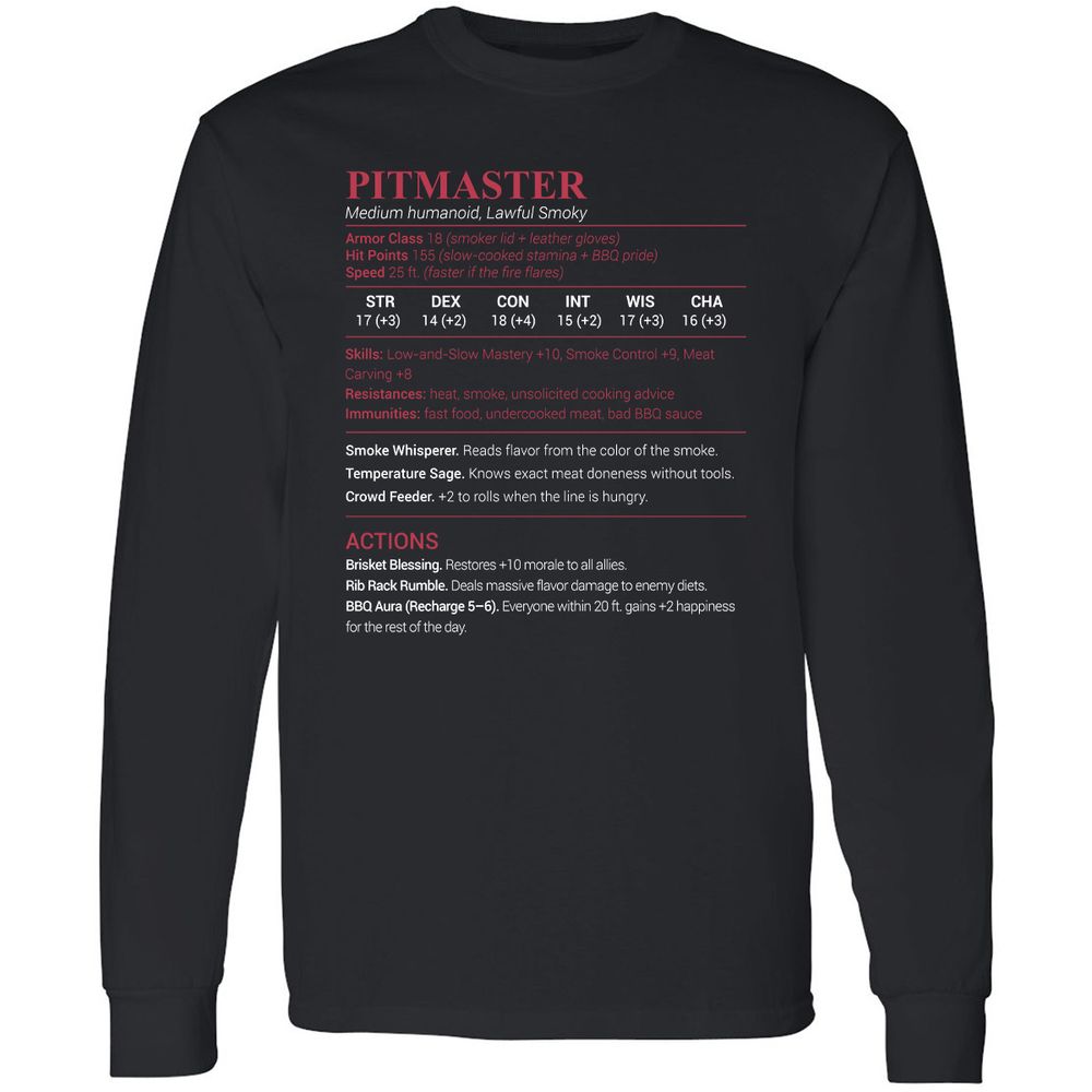 Pitmaster Stats Long Sleeve T-Shirt - Black - 1