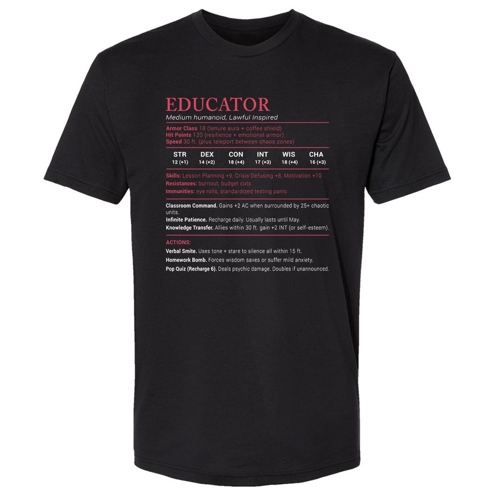 Educator Stats Premium Unisex T-Shirt - Black - 1