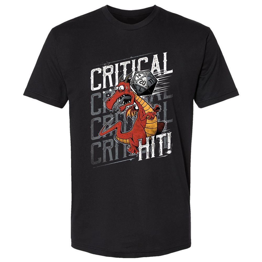 Funny Dragon Critical Hit Premium Unisex T-Shirt - Black - 1